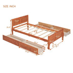Lit plateforme jumeau en bois avec 4 tiroirs et tête de lit – Chêne / Espresso / Gris / Blanc, 1 personne