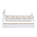 Lit plateforme jumeau en bois avec 4 tiroirs et tête de lit – Chêne / Espresso / Gris / Blanc, 1 personne