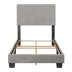 Lit simple/jumeau rembourré en tissu bleu/gris/beige – 1 personne