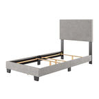 Lit simple/jumeau rembourré en tissu bleu/gris/beige – 1 personne