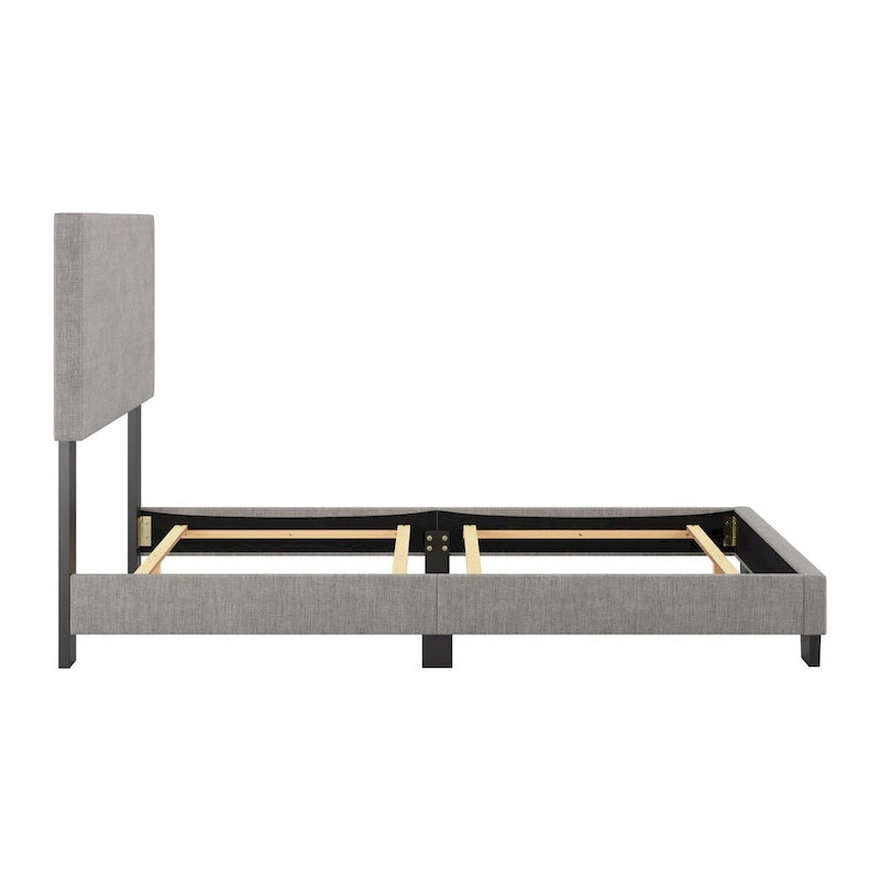 Lit simple/jumeau rembourré en tissu bleu/gris/beige – 1 personne