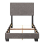 Lit simple/jumeau rembourré en tissu bleu/gris/beige – 1 personne