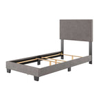 Lit simple/jumeau rembourré en tissu bleu/gris/beige – 1 personne