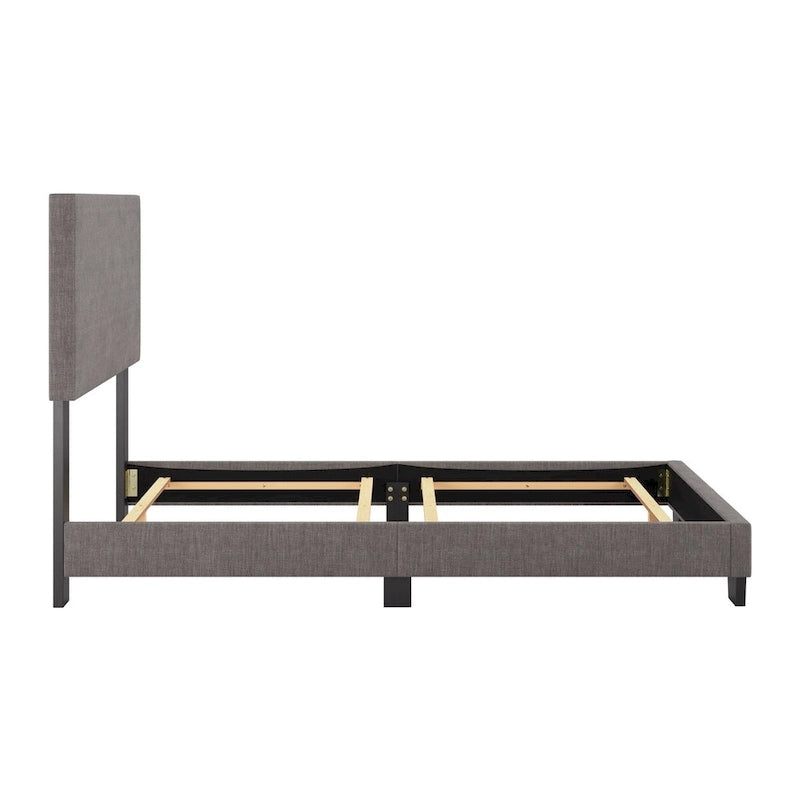 Lit simple/jumeau rembourré en tissu bleu/gris/beige – 1 personne