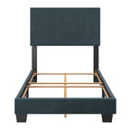 Lit simple/jumeau rembourré en tissu bleu/gris/beige – 1 personne