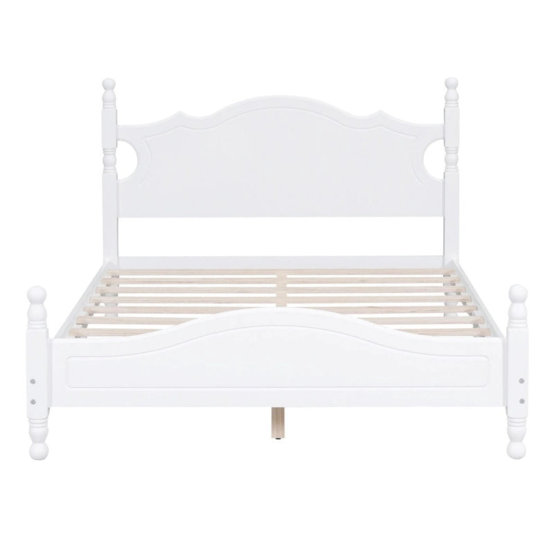 Cadre de lit plateforme en bois blanc, taille double, pour 1 personne