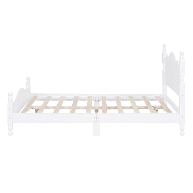 Cadre de lit plateforme en bois blanc, taille double, pour 1 personne