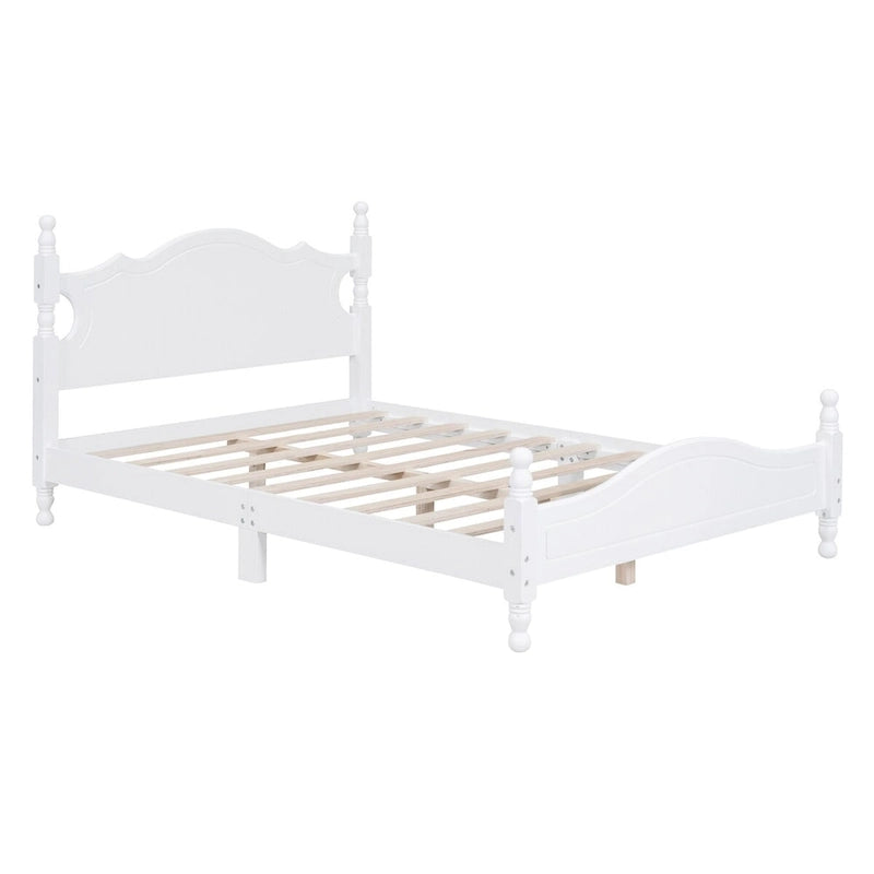 Cadre de lit plateforme en bois blanc, taille double, pour 1 personne