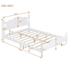 Cadre de lit plateforme en bois blanc, taille double, pour 1 personne