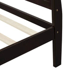 Lit traîneau avec tête de lit et pied de lit en bois espresso / blanc / chêne — Lit simple / double / grand, 1 personne