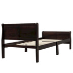Lit traîneau avec tête de lit et pied de lit en bois espresso / blanc / chêne — Lit simple / double / grand, 1 personne