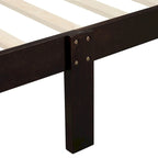 Lit traîneau avec tête de lit et pied de lit en bois espresso / blanc / chêne — Lit simple / double / grand, 1 personne