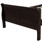 Lit traîneau avec tête de lit et pied de lit en bois espresso / blanc / chêne — Lit simple / double / grand, 1 personne