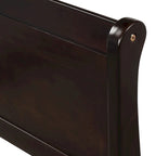 Lit traîneau avec tête de lit et pied de lit en bois espresso / blanc / chêne — Lit simple / double / grand, 1 personne