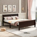 Lit traîneau avec tête de lit et pied de lit en bois espresso / blanc / chêne — Lit simple / double / grand, 1 personne