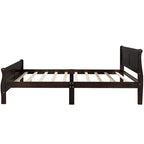 Lit traîneau avec tête de lit et pied de lit en bois espresso / blanc / chêne — Lit simple / double / grand, 1 personne