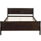 Lit traîneau avec tête de lit et pied de lit en bois espresso / blanc / chêne — Lit simple / double / grand, 1 personne