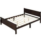 Lit traîneau avec tête de lit et pied de lit en bois espresso / blanc / chêne — Lit simple / double / grand, 1 personne