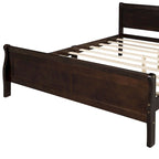 Lit traîneau avec tête de lit et pied de lit en bois espresso / blanc / chêne — Lit simple / double / grand, 1 personne