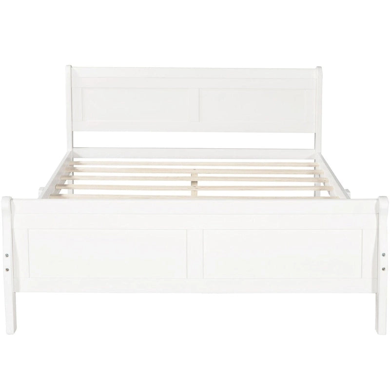 Lit traîneau avec tête de lit et pied de lit en bois espresso / blanc / chêne — Lit simple / double / grand, 1 personne