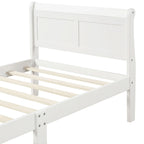 Lit traîneau avec tête de lit et pied de lit en bois espresso / blanc / chêne — Lit simple / double / grand, 1 personne