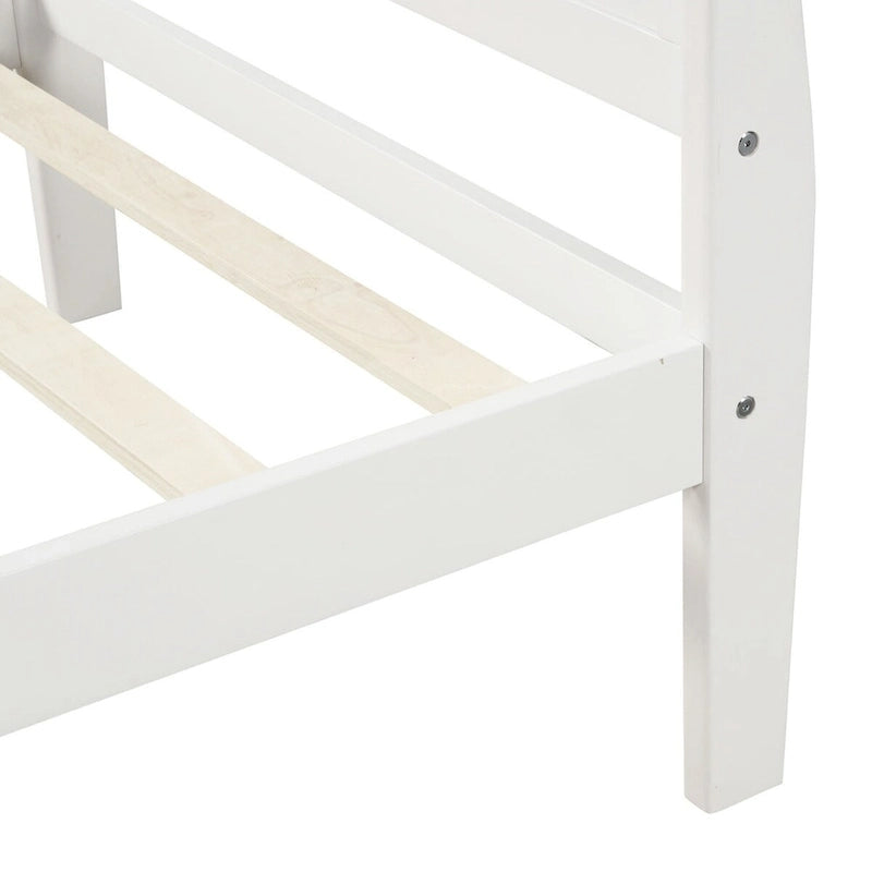 Lit traîneau avec tête de lit et pied de lit en bois espresso / blanc / chêne — Lit simple / double / grand, 1 personne