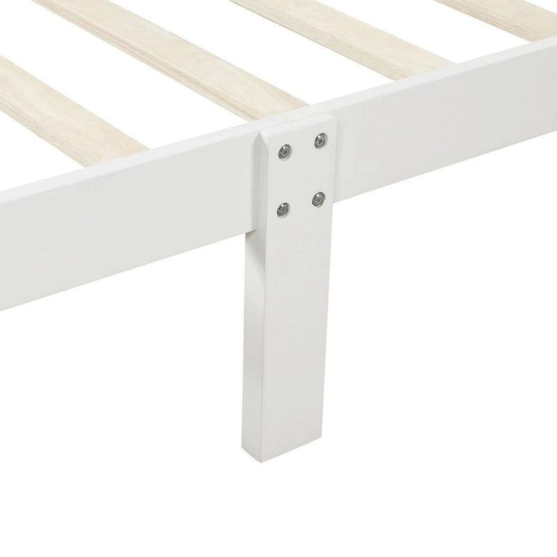 Lit traîneau avec tête de lit et pied de lit en bois espresso / blanc / chêne — Lit simple / double / grand, 1 personne