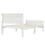 Lit traîneau avec tête de lit et pied de lit en bois espresso / blanc / chêne — Lit simple / double / grand, 1 personne