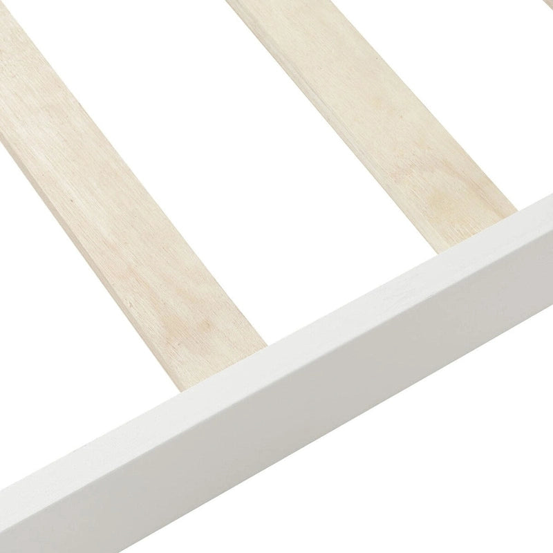 Lit traîneau avec tête de lit et pied de lit en bois espresso / blanc / chêne — Lit simple / double / grand, 1 personne