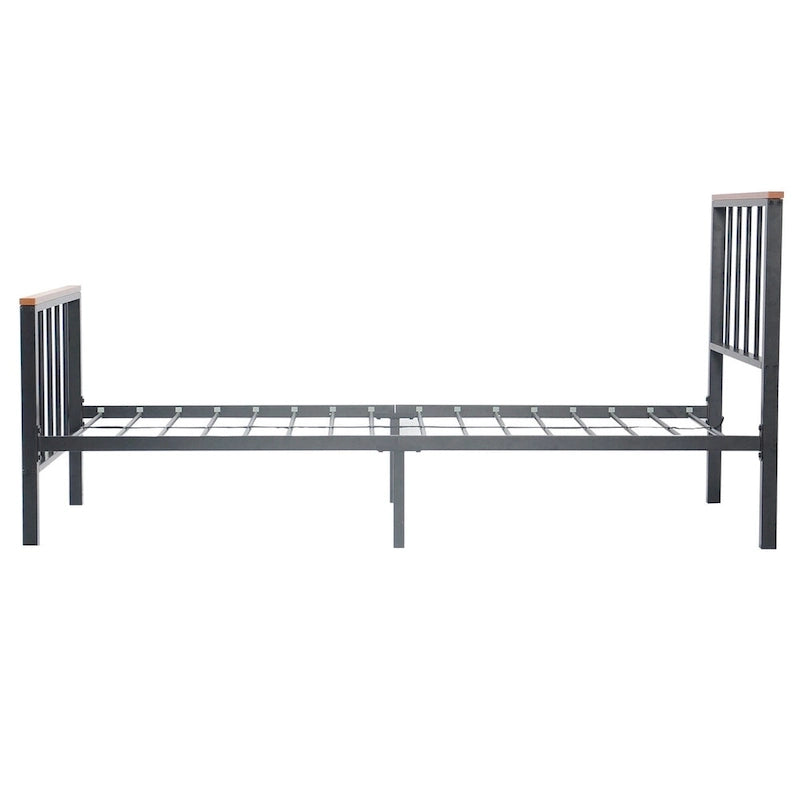 Cadre de lit plateforme en métal noir avec tête et pied de lit – Simple / Double / Grand