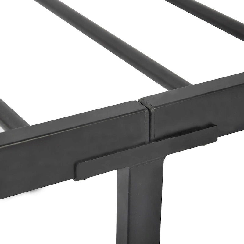 Cadre de lit plateforme en métal noir avec tête et pied de lit – Simple / Double / Grand