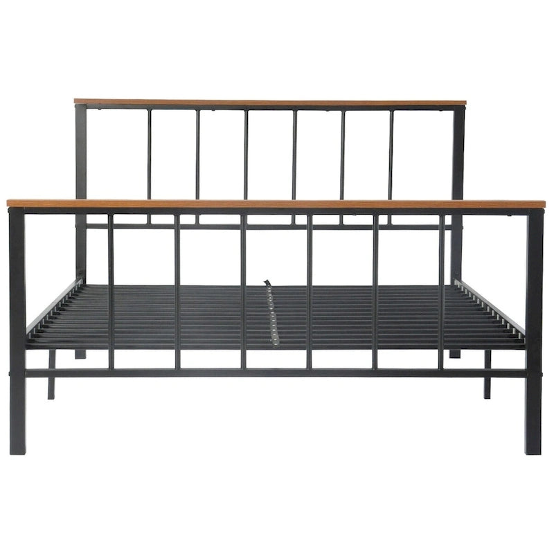 Cadre de lit plateforme en métal noir avec tête et pied de lit – Simple / Double / Grand