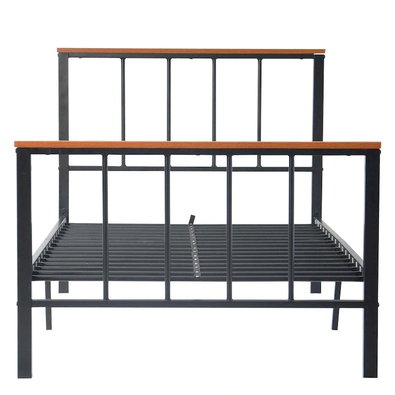 Cadre de lit plateforme en métal noir avec tête et pied de lit – Simple / Double / Grand
