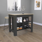 40.5 in. W Wood Kitchen Island Dining Table with 3 Shelves