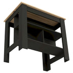 Ilot de cuisine en bois blanc/marron/noir avec 3 étagères, pour 1 à 2 personnes