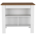 Ilot de cuisine en bois blanc/marron/noir avec 3 étagères, pour 1 à 2 personnes