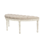 Banc en lin capitonné ivoire, 2 places, style Mid-Century