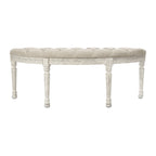 Banc en lin capitonné ivoire, 2 places, style Mid-Century