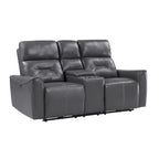 Causeuse inclinable électrique 2 places en similicuir gris foncé avec console