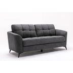 Ensemble de canapé 3 pièces capitonné en velours gris (canapé + causeuse + fauteuil)