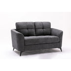Ensemble de canapé 3 pièces capitonné en velours gris (canapé + causeuse + fauteuil)