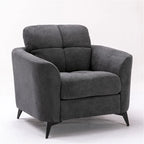 Ensemble de canapé 3 pièces capitonné en velours gris (canapé + causeuse + fauteuil)