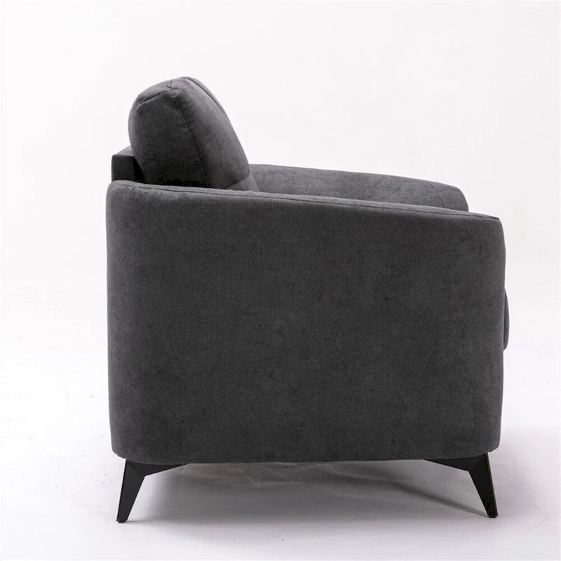 Ensemble de canapé 3 pièces capitonné en velours gris (canapé + causeuse + fauteuil)