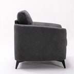 Ensemble de canapé 3 pièces capitonné en velours gris (canapé + causeuse + fauteuil)