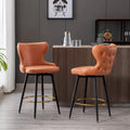 Lot de 2 tabourets de bar pivotants hauteur comptoir, Orange / Gris clair / Gris foncé / Beige