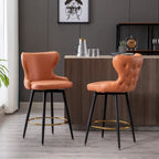 Lot de 2 tabourets de bar pivotants hauteur comptoir, Orange / Gris clair / Gris foncé / Beige
