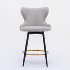Lot de 2 tabourets de bar pivotants hauteur comptoir, Orange / Gris clair / Gris foncé / Beige
