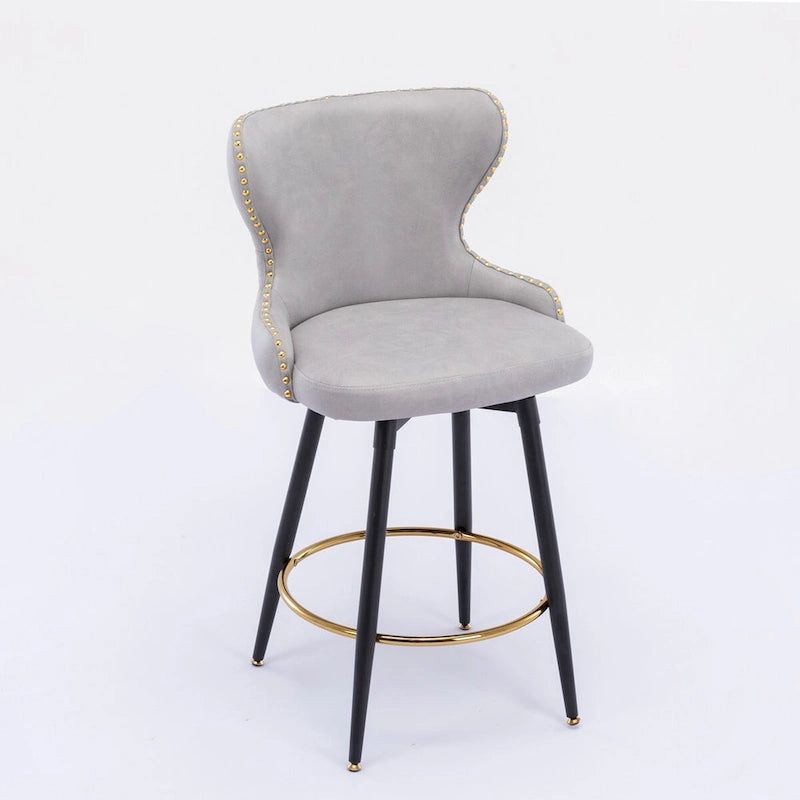 Lot de 2 tabourets de bar pivotants hauteur comptoir, Orange / Gris clair / Gris foncé / Beige