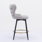 Lot de 2 tabourets de bar pivotants hauteur comptoir, Orange / Gris clair / Gris foncé / Beige