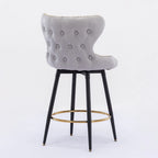 Lot de 2 tabourets de bar pivotants hauteur comptoir, Orange / Gris clair / Gris foncé / Beige
